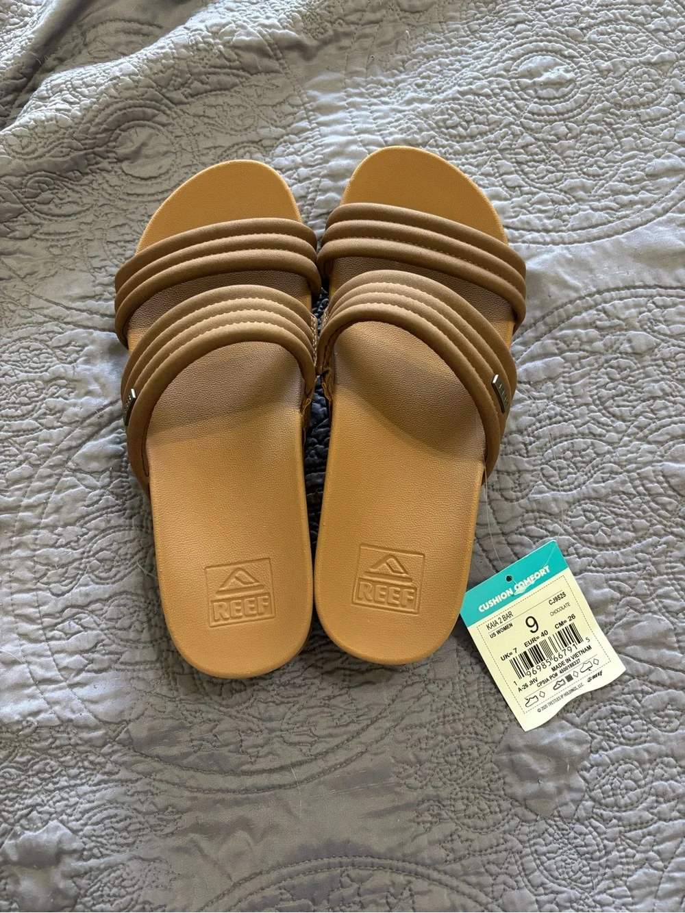Reef Women’s Tan Double-Strap Slide Sandals